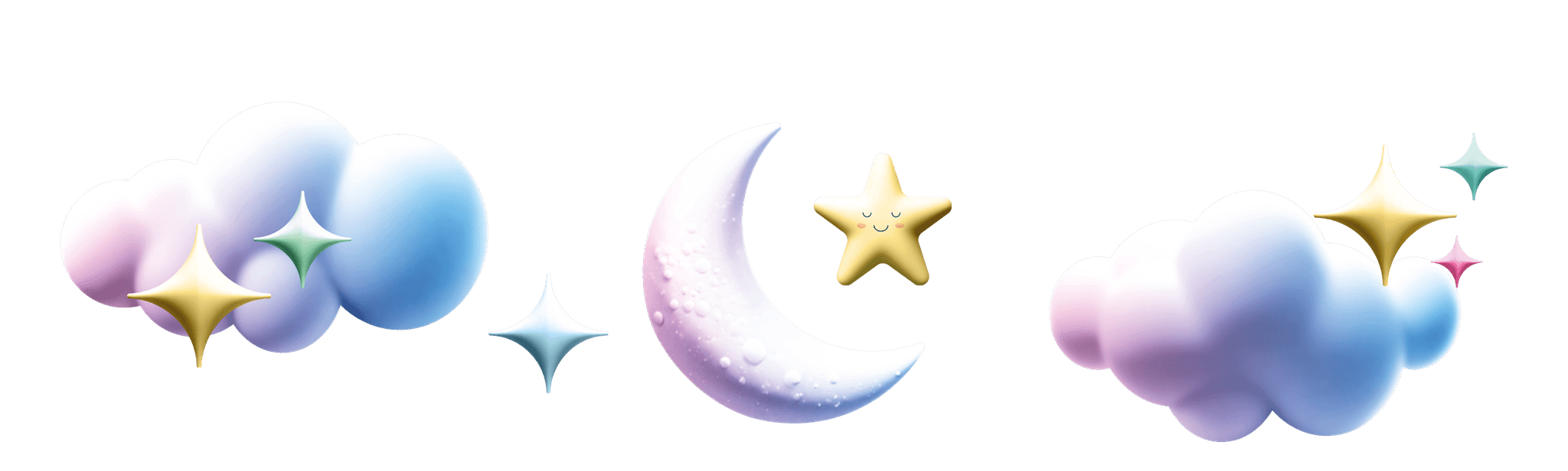 Decorative Clouds with Moon and Stars