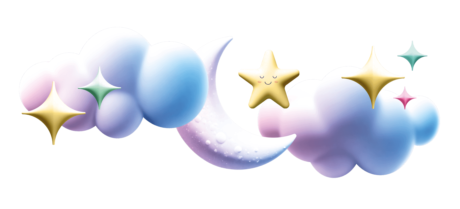 Decorative Clouds with Moon and Stars