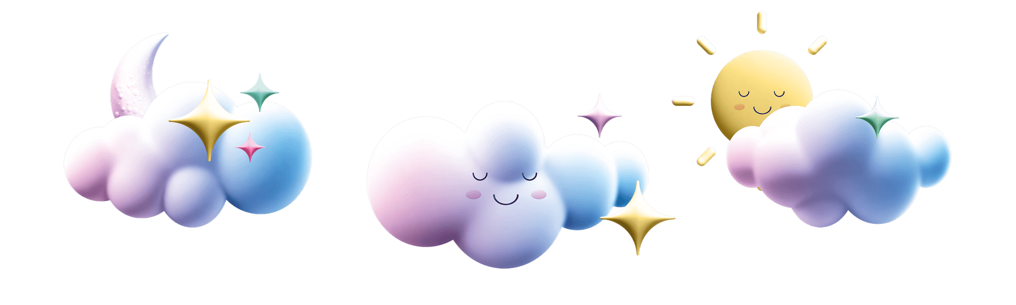 Decorative Clouds with Moon and Stars