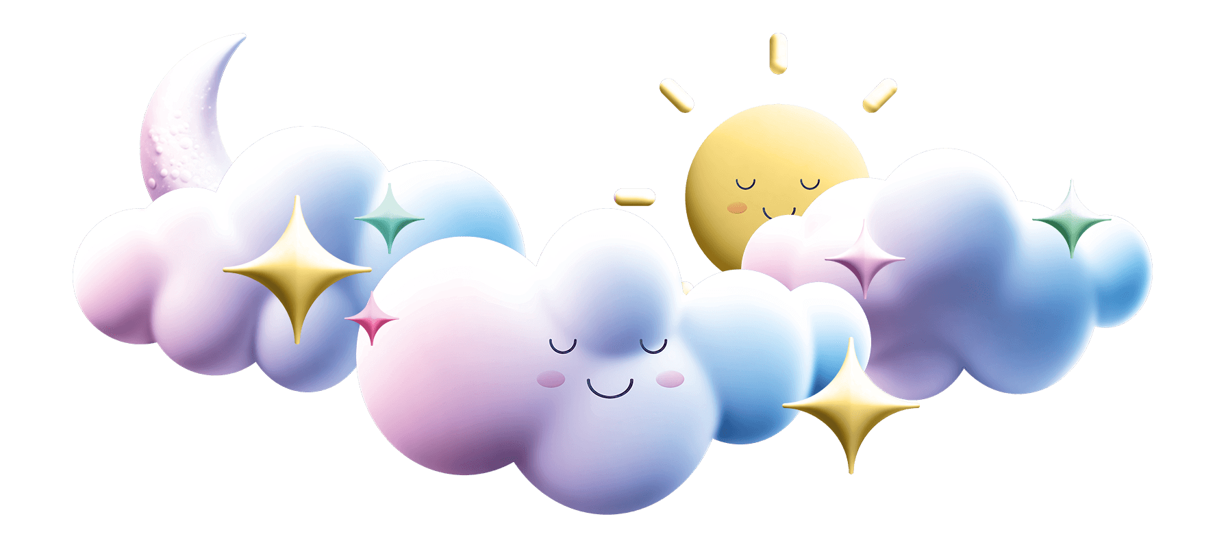 Decorative Clouds with Moon and Stars