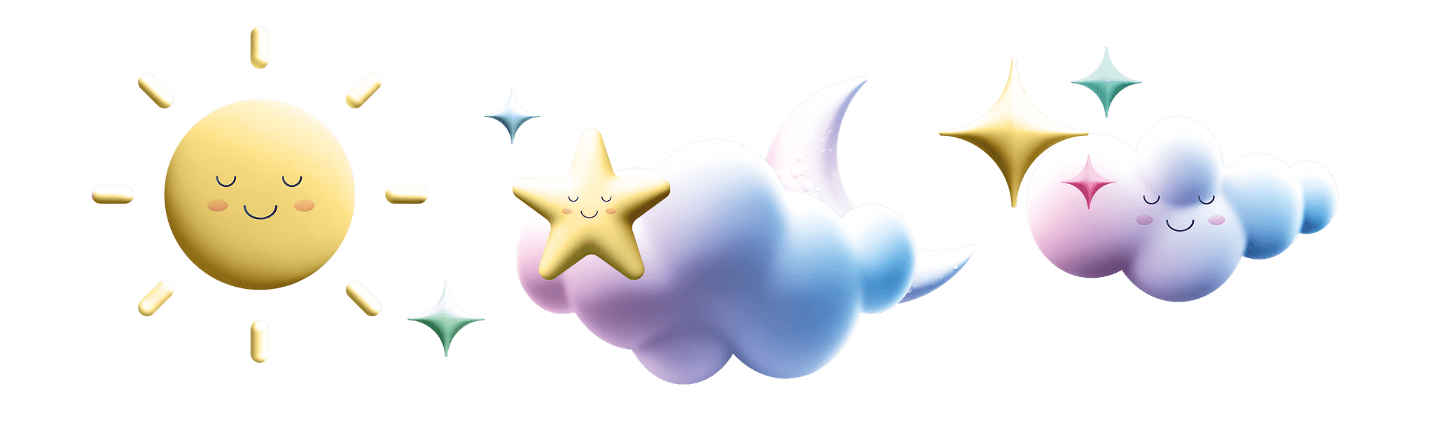 Decorative Clouds with Moon and Stars