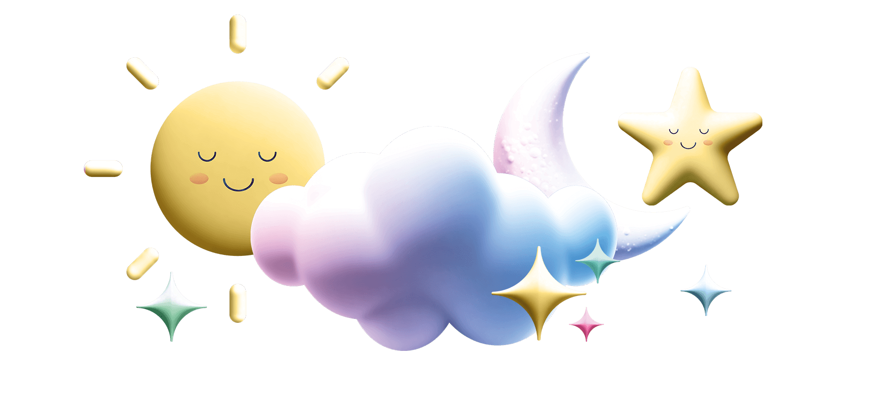 Decorative Clouds with Moon and Stars