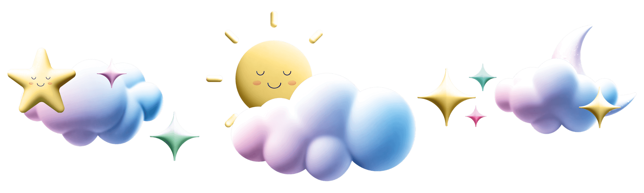 Decorative Clouds with Moon and Stars