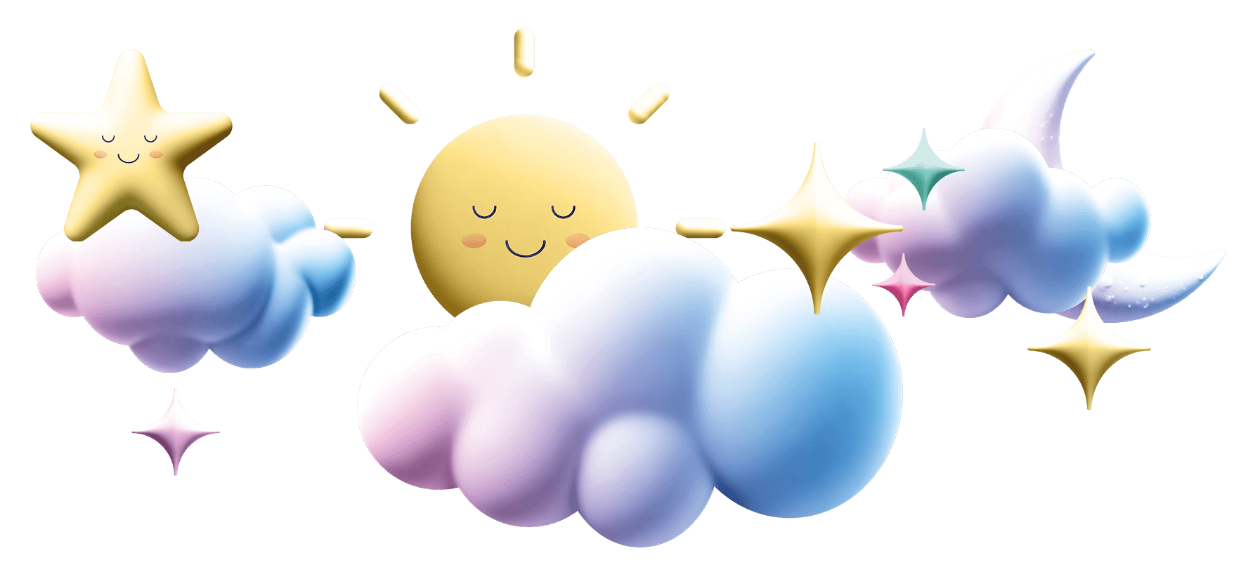 Decorative Clouds with Moon and Stars